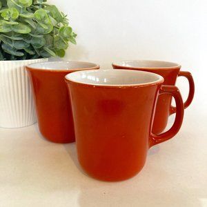 Vintage PYREX Burnt Orange Cinnamon Coffee Tea Cups set of 3